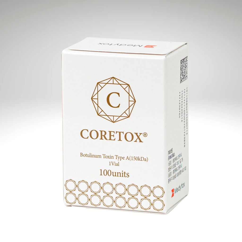 "Coretox 100-unit vial, premium botulinum toxin for wrinkle smoothing and natural facial enhancement."