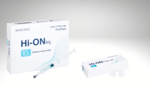 "Hi-ON Sodium Hyaluronate skin rejuvenation solution in pre-filled syringes for hydration and elasticity."