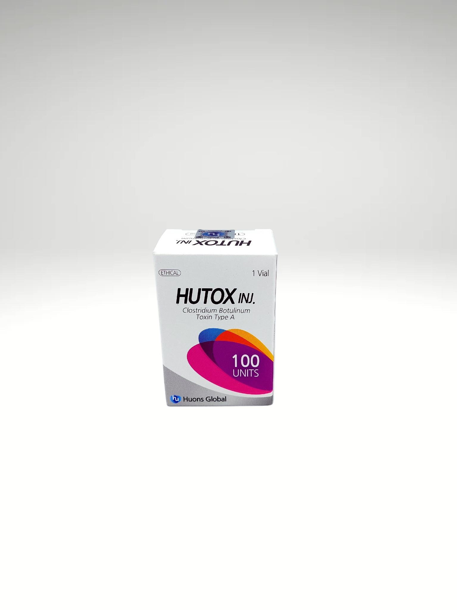 Hutox 100 & Hutox 200 botulinum toxin injections for wrinkle reduction and therapeutic use in premium packaging.