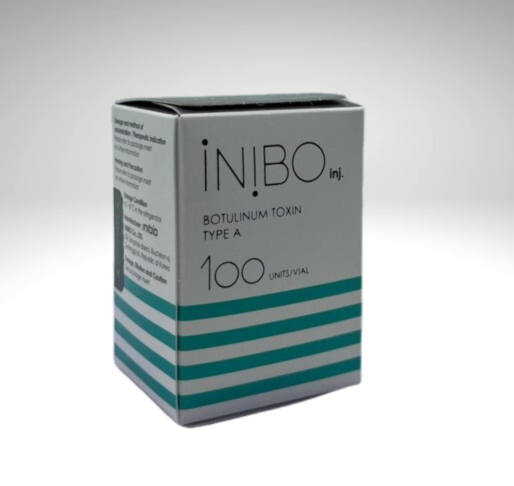"INIBO 100-unit vial, premium botulinum toxin for natural wrinkle smoothing and facial contouring."