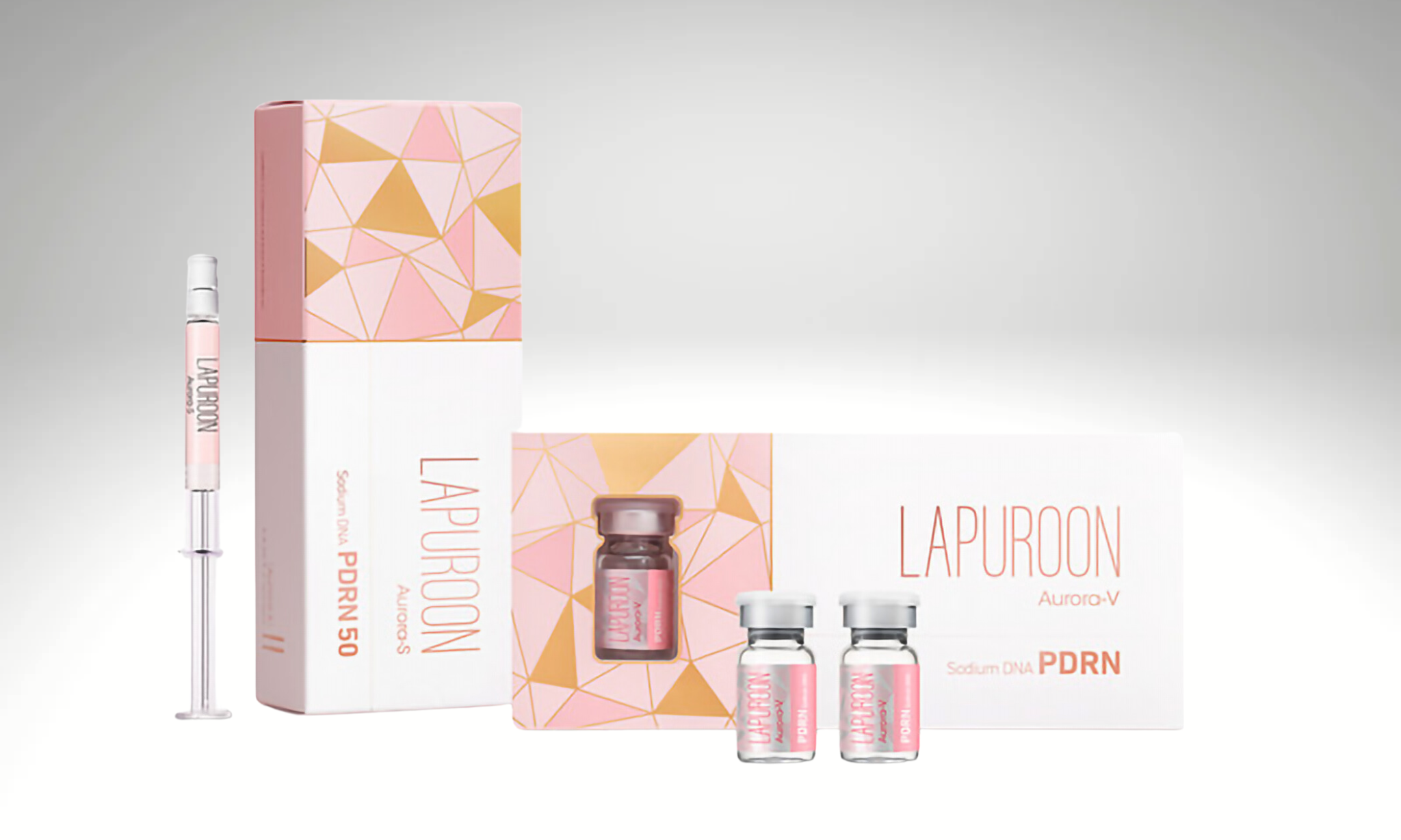 "Lapuroon Aurora V syringe, advanced skin hydration and rejuvenation treatment."