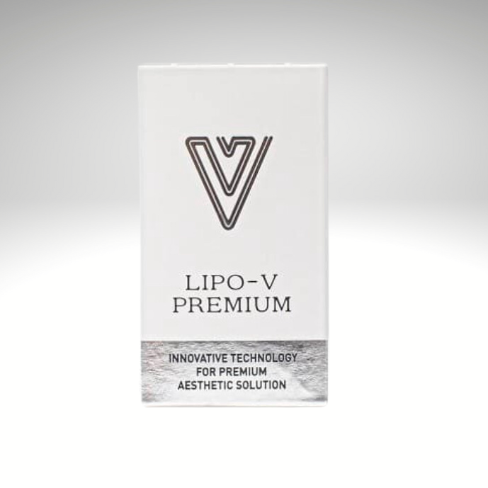 "LIPO V PLUS PREMIUM vial for non-surgical cellulite reduction and body contouring, featuring lipolysis and skin toning properties."