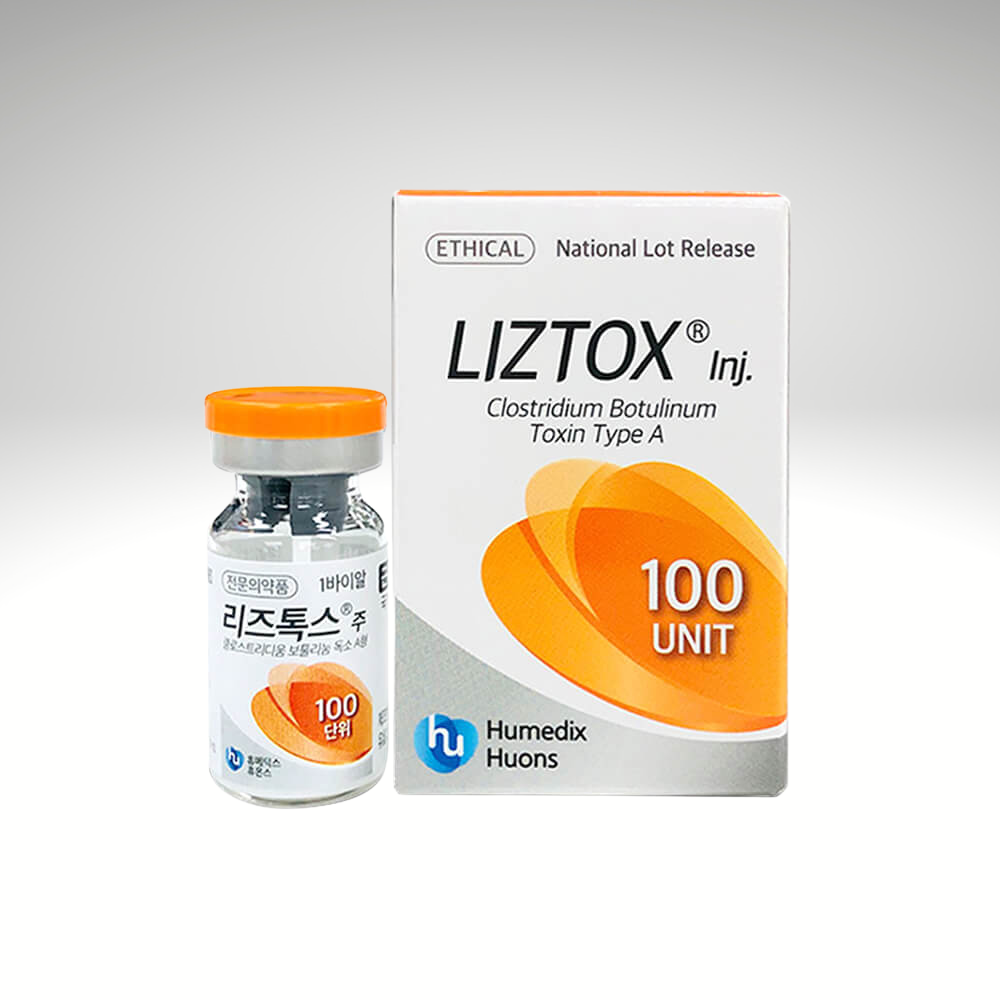 "Liztox 100-unit vial, premium botulinum toxin for wrinkle reduction and skin rejuvenation."