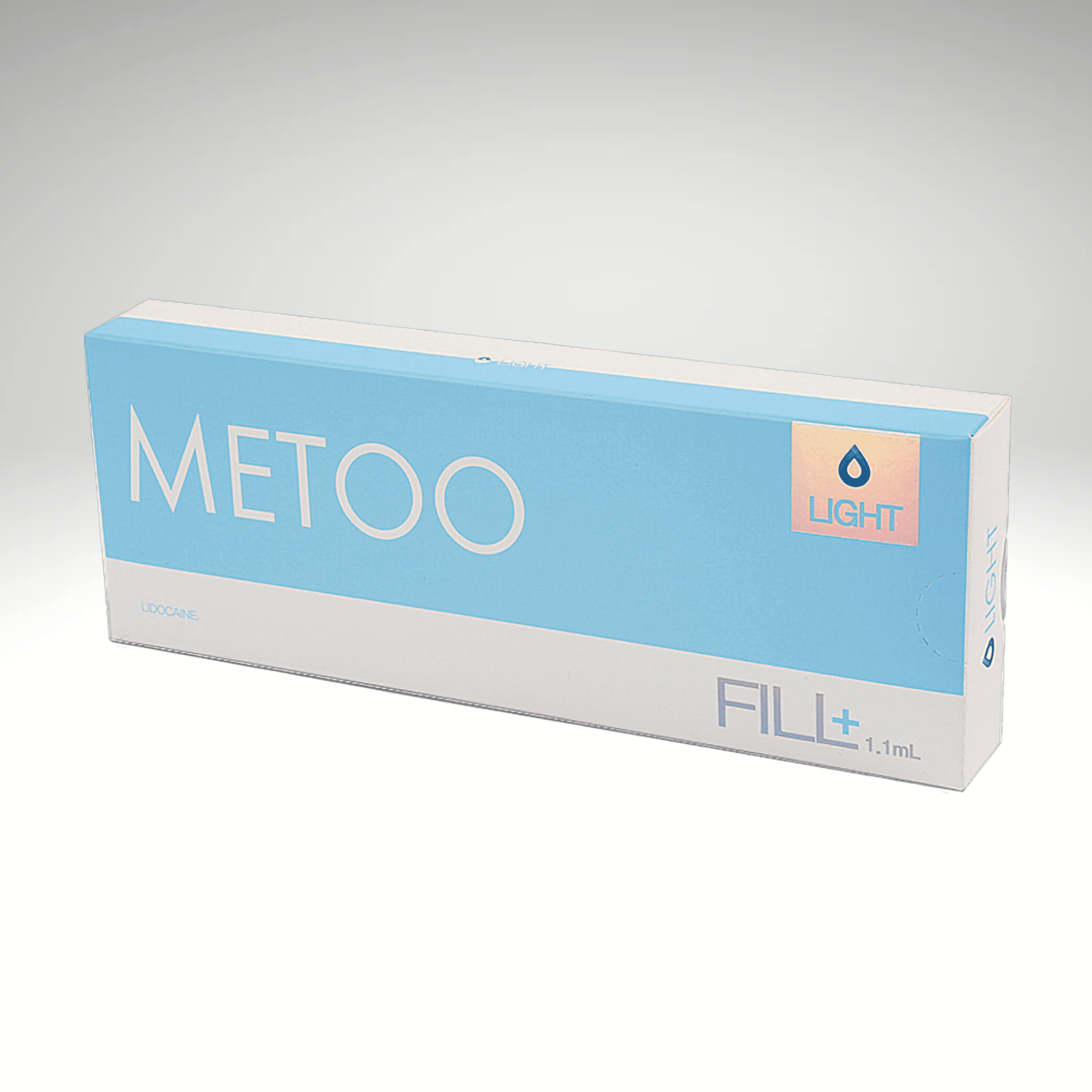Metoo Light dermal filler syringe, designed for fine lines and wrinkle reduction with advanced 3D cross-linking technology."