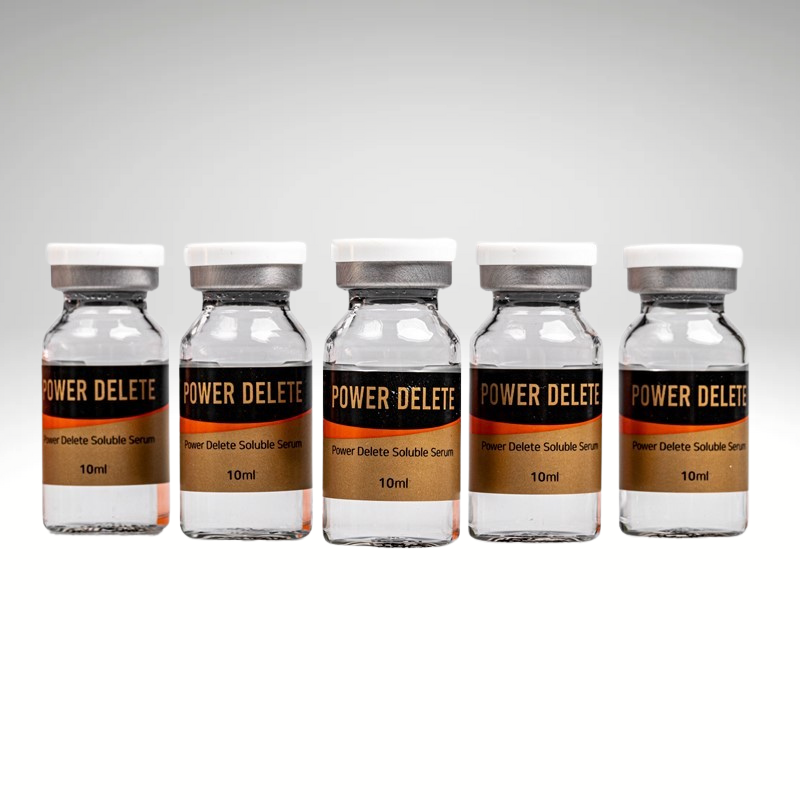 "POWER DELETE 10ml vial, facial lipolytic solution for contouring, fat reduction, and skin conditioning."