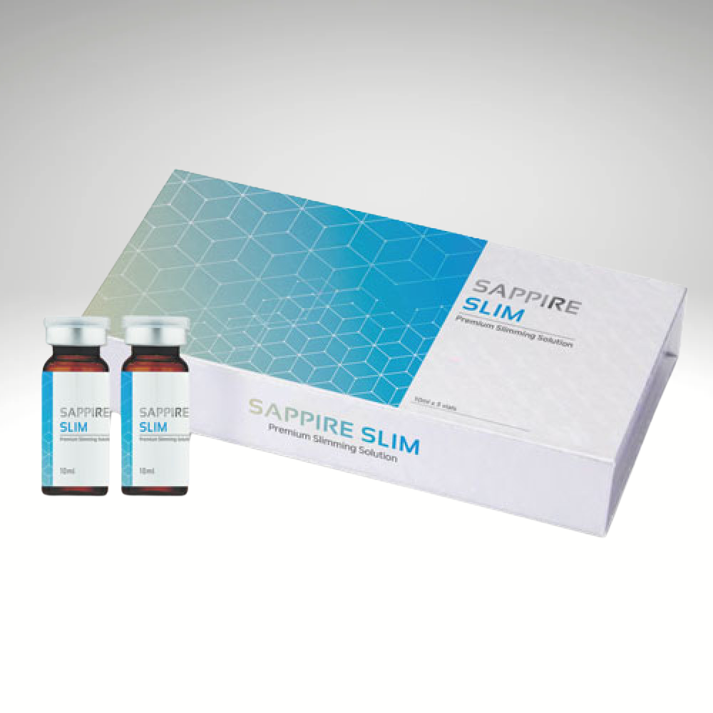 "Sappire SLIM 10ml vial, non-surgical fat reduction solution for body contouring and skin rejuvenation."