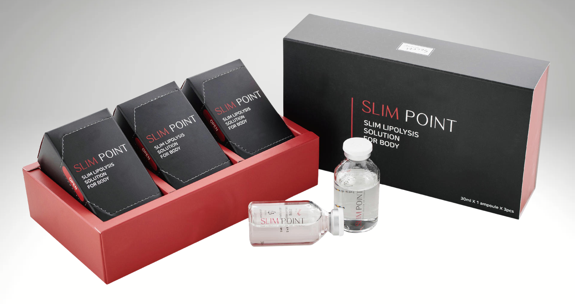 "SLIM POINT FACE and BODY 10ml vial, lipolytic solution for targeted fat reduction and contouring."