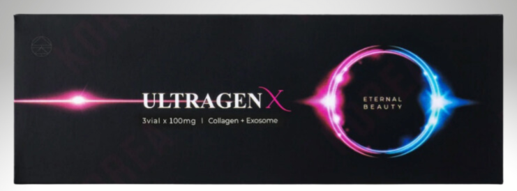 "Ultragen X mesotherapy vials with hydrolyzed collagen and Cell Activator Cellixir for skin rejuvenation and whitening."