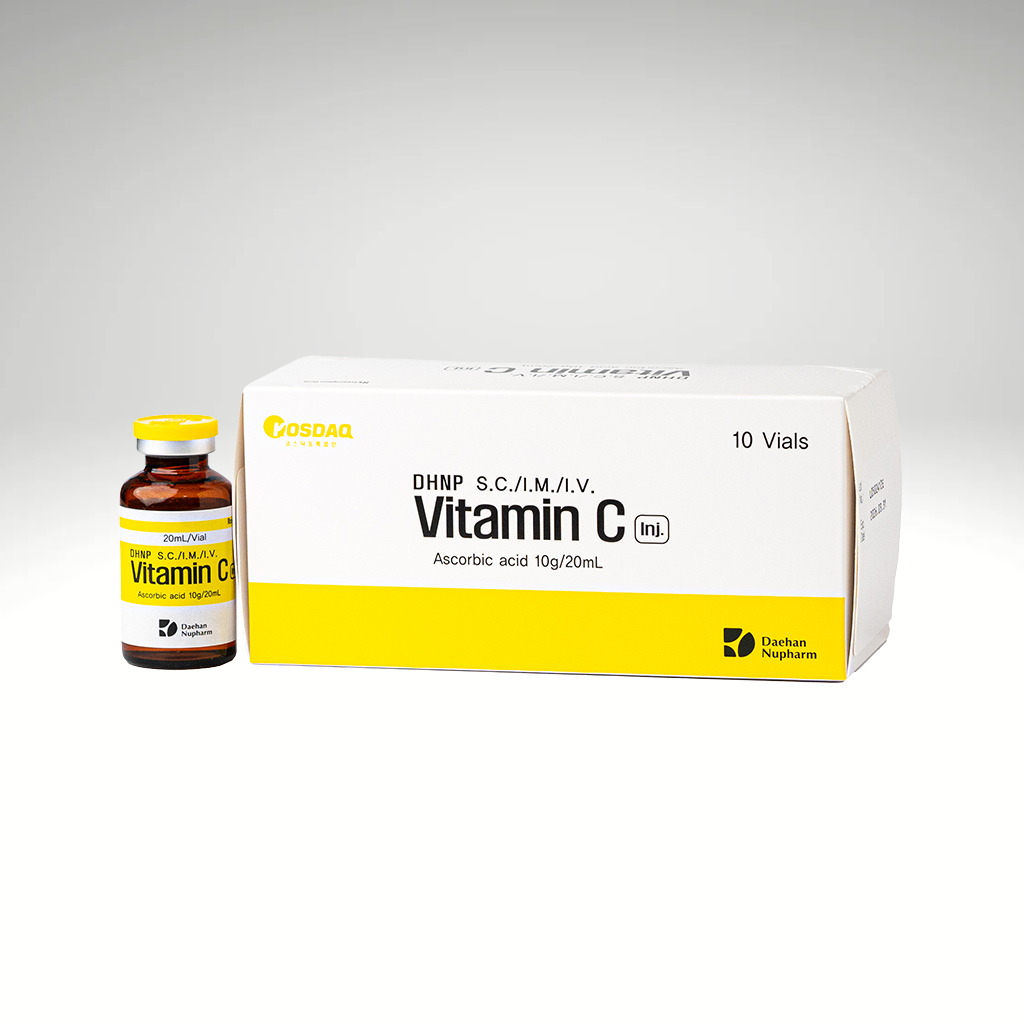 "Vitamin C Inj. by Daehan New Pharm, high-potency ascorbic acid for mesotherapy, enhancing skin resilience, elasticity, and environmental defense."