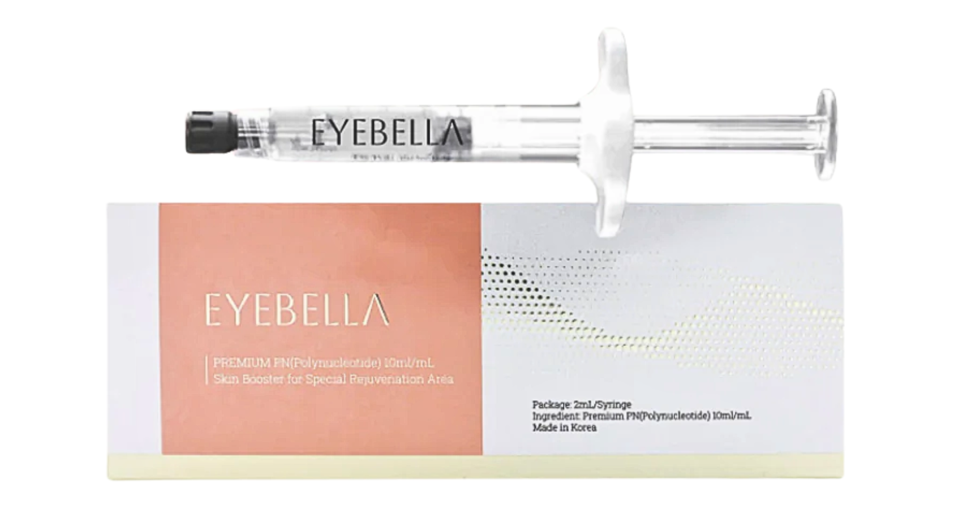 Eyebella in premium syringe packaging, ideal for dark circles and eye wrinkle correction.