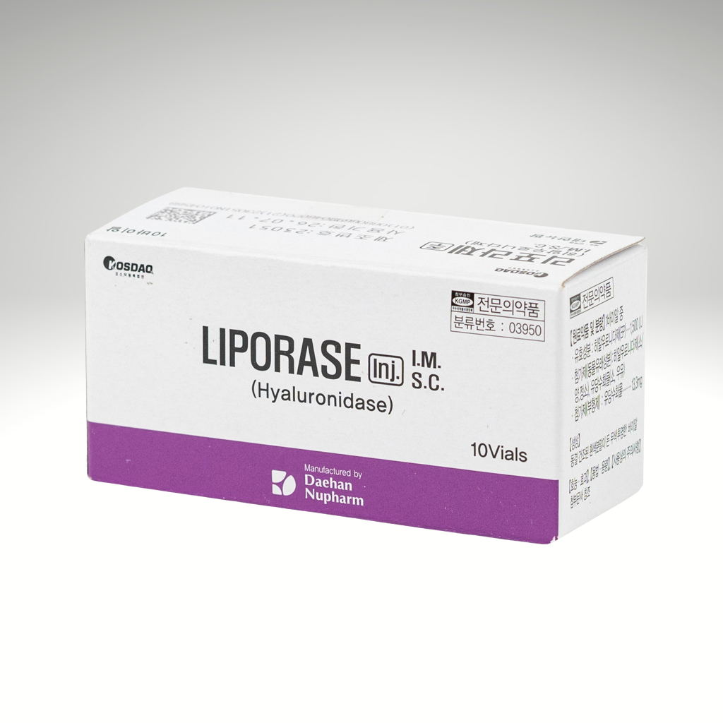 "Liporase Inj. Hyaluronidase 1500IU ampoule, used for filler correction and improved skin health."
