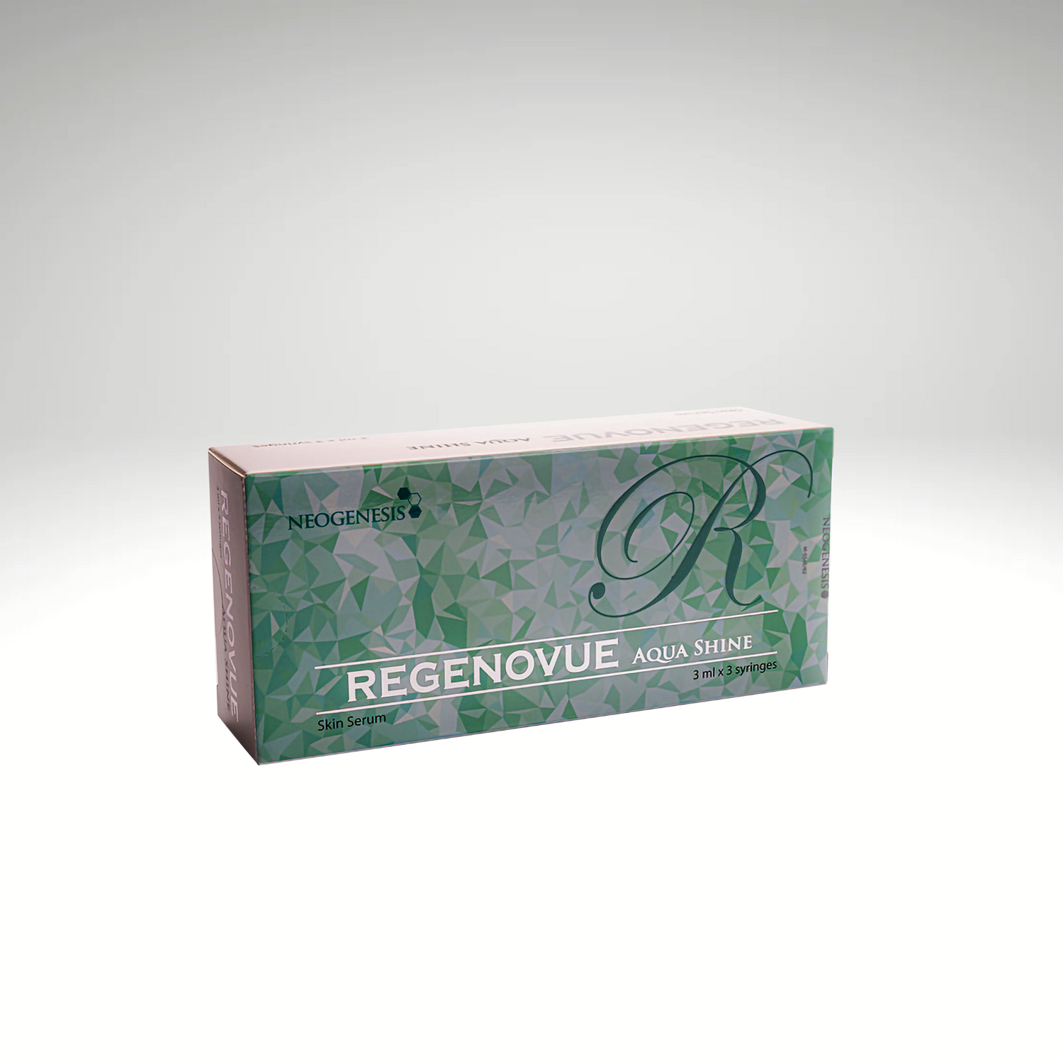 Regenovue Aqua Shine SILVER in sleek packaging, perfect for hydrating and brightening skin