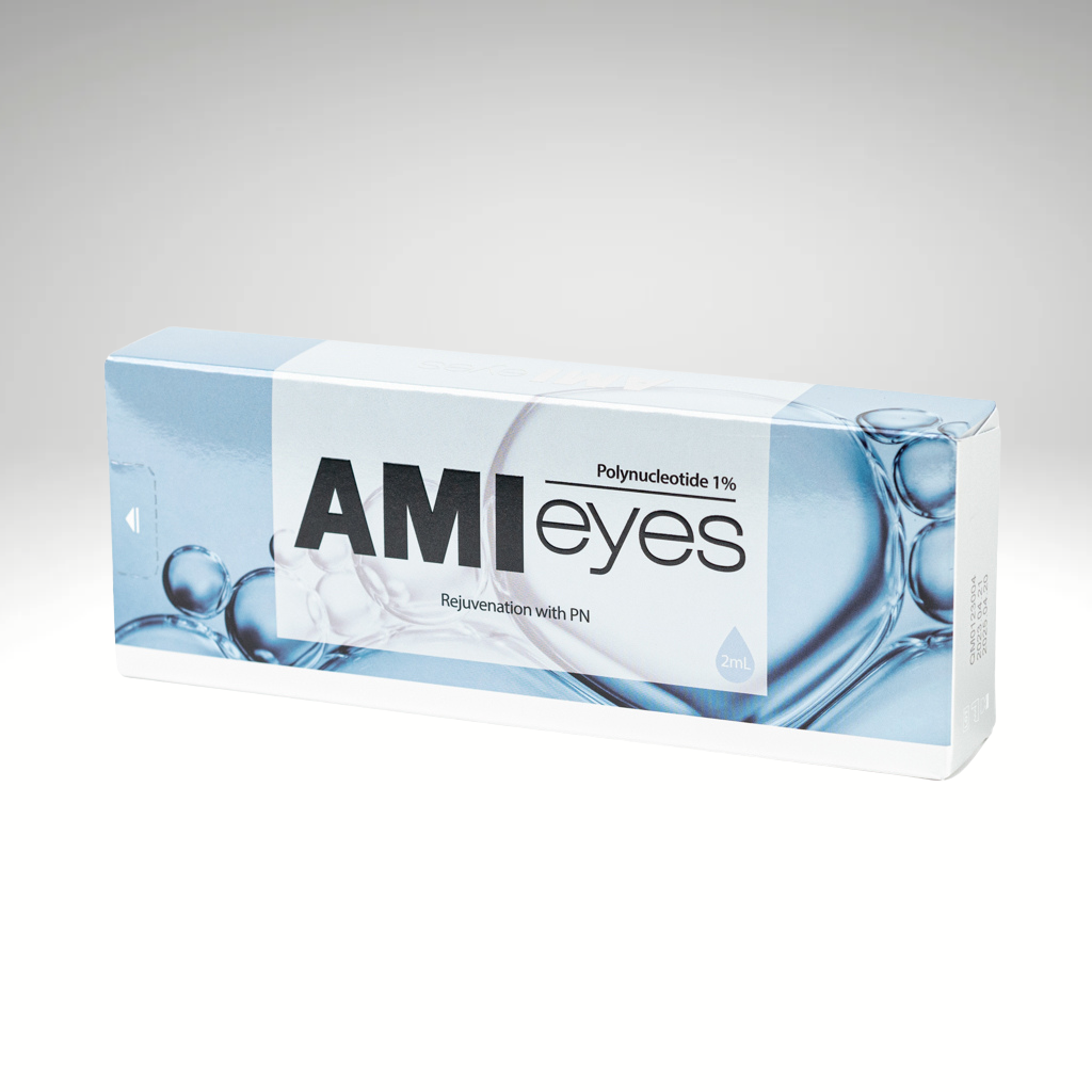 Ami Eyes 2ml syringe, premium polynucleotide product for eye area rejuvenation and anti-aging mesotherapy.