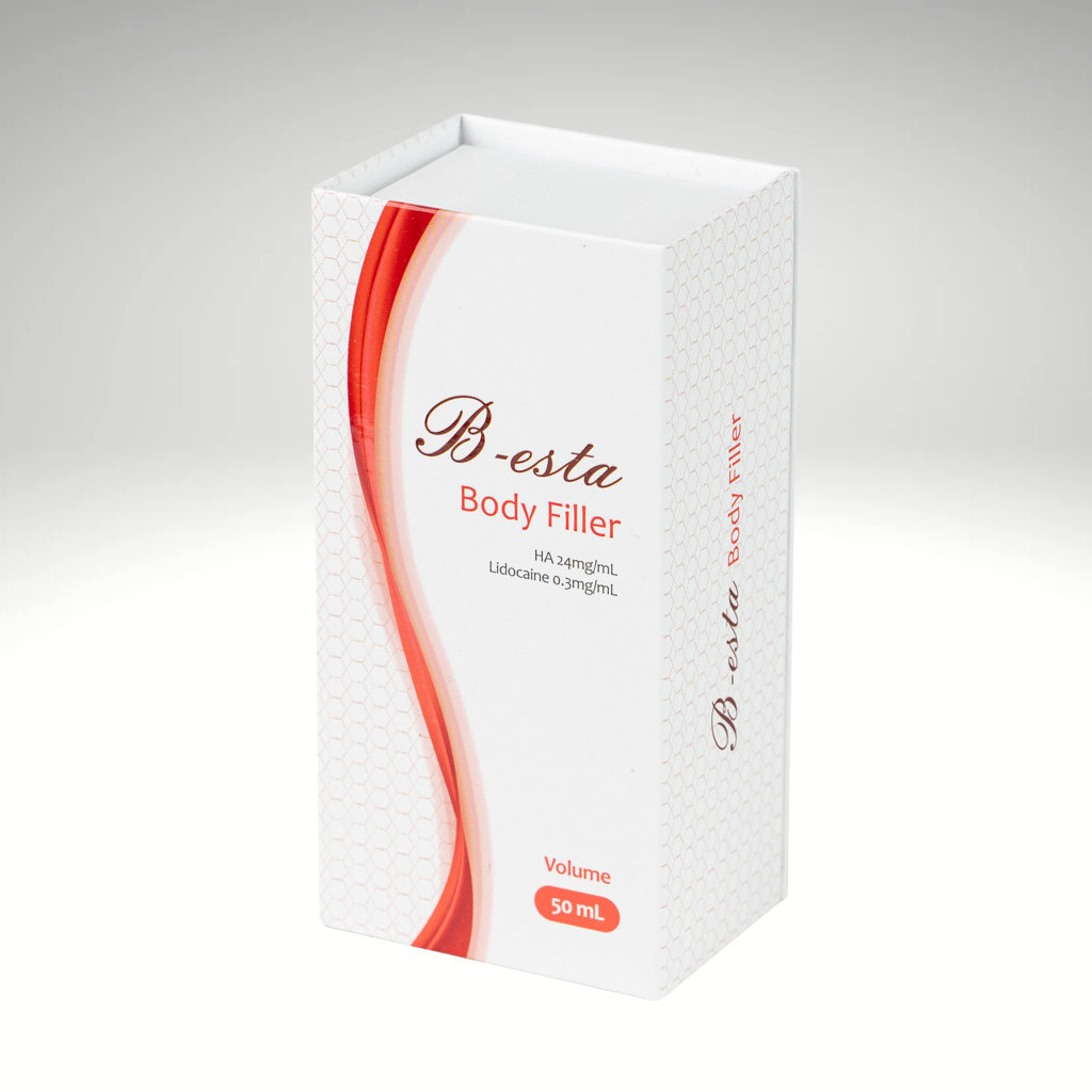 B-Esta HA Body Filler 50cc hyaluronic acid for non-surgical breast and buttock enhancement, offering long-lasting body contouring.