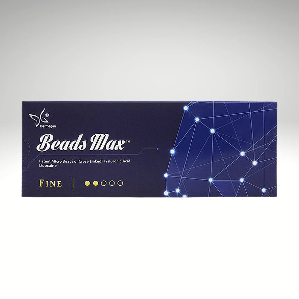 Beads Max Fine hyaluronic acid fillers for wrinkle reduction and contouring.