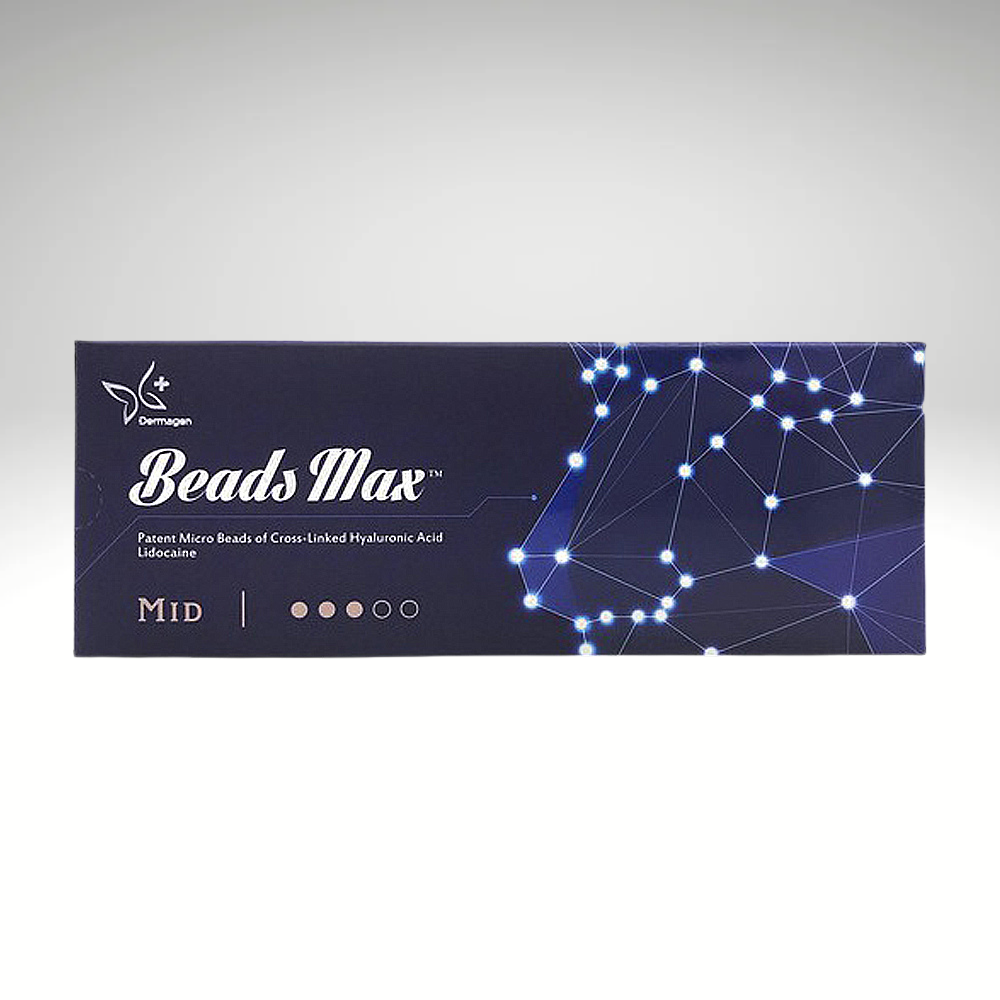 Beads Max Mid hyaluronic acid fillers for wrinkle reduction and contouring.