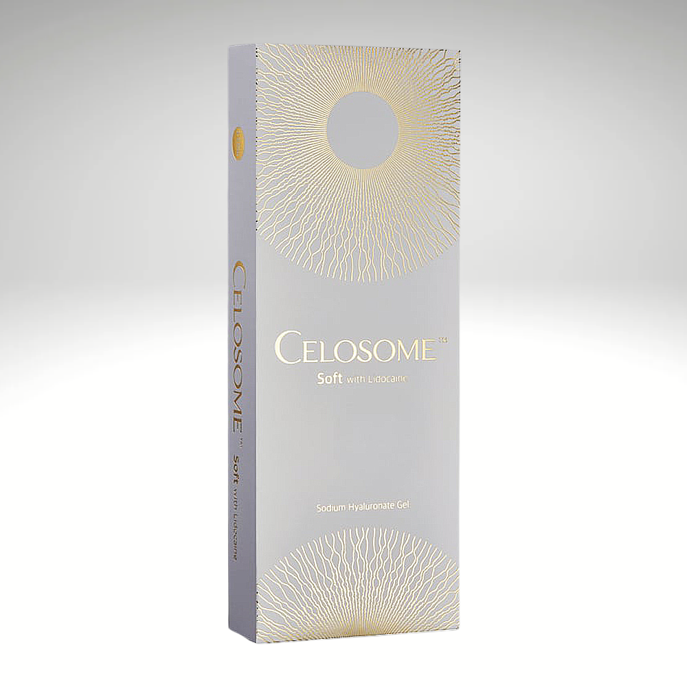 Celosome Soft filler syringe for fine lines and lip enhancement.