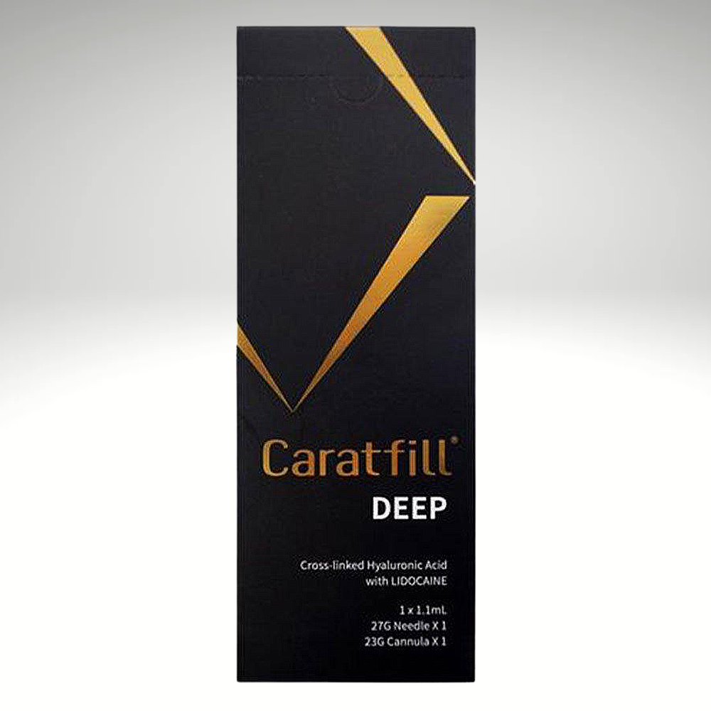 Caratfill DEEP filler for cheek and temple volume restoration, smoothing facial folds.