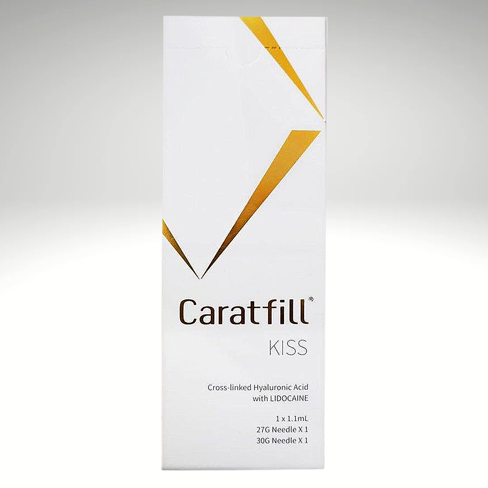 Caratfill KISS for lip volume and eye wrinkle reduction, with a natural-looking finish.