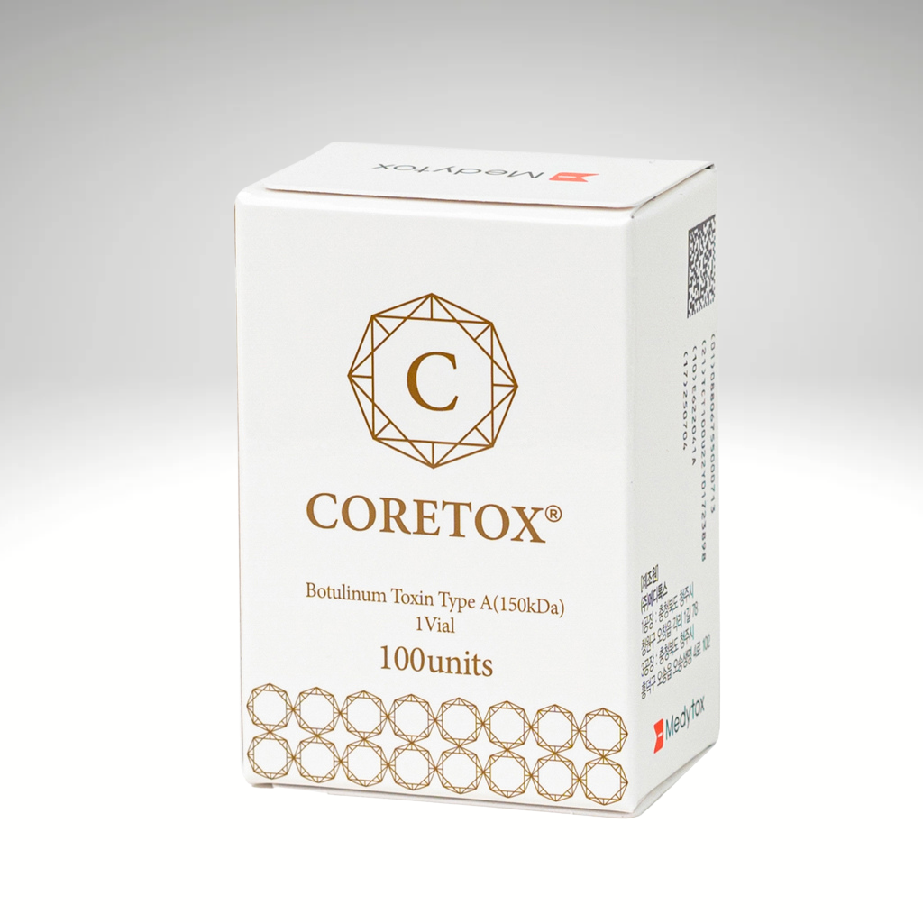 &quot;Coretox 100-unit vial, premium botulinum toxin for wrinkle smoothing and natural facial enhancement.&quot;