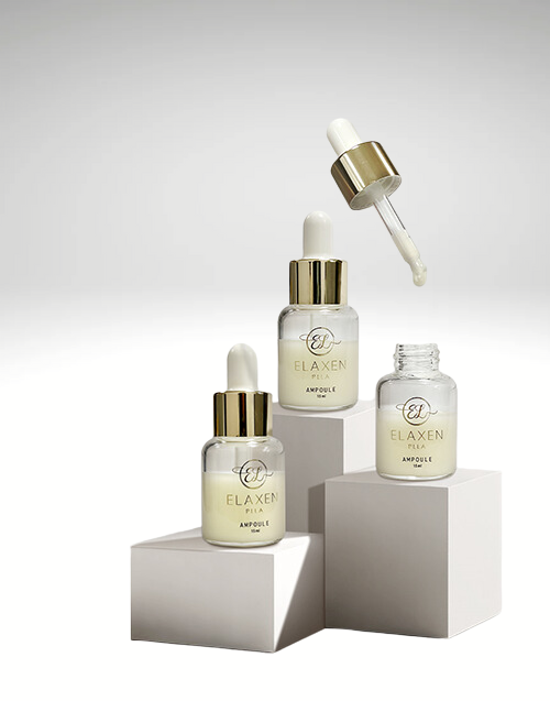 Elaxen PLLA Mask set with ampules, mist spray, and sheet masks for non-invasive collagen boost and skin rejuvenation.