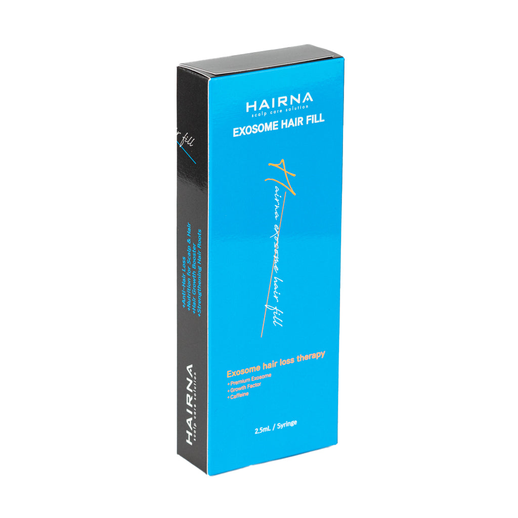 Hairna Exosome Hair Fill 2.5 ml syringe for scalp nourishment and hair growth support.