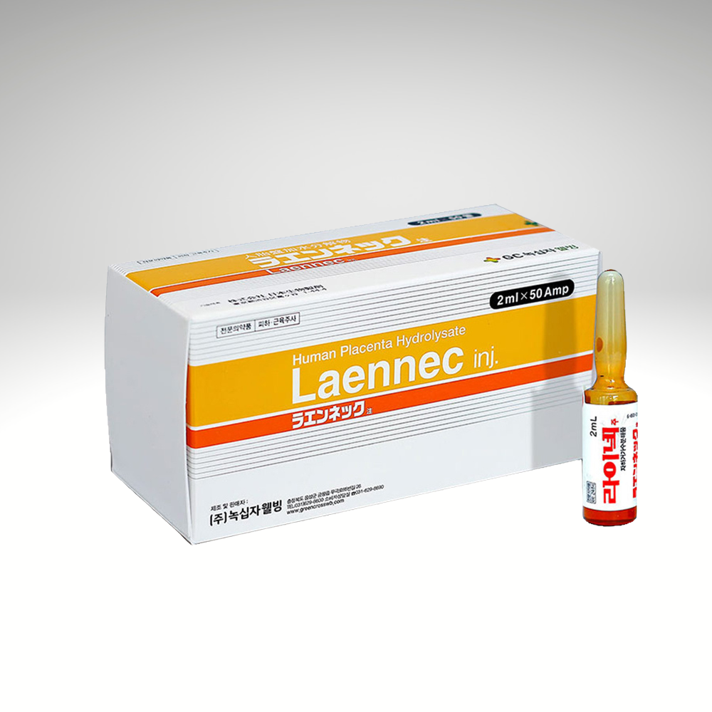 Laennec 2ml-50 box with 50 ampoules, designed for advanced skin and health regeneration with high biocompatibility.