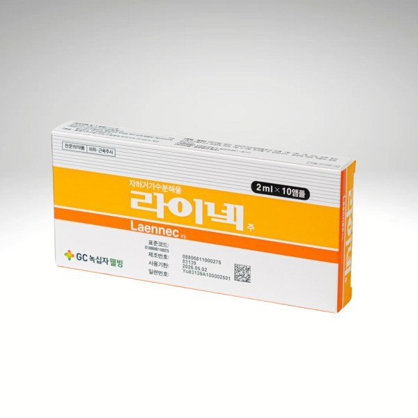 Laennec 2ml-10 box with 10 ampoules, featuring human placenta extract for natural skin rejuvenation.