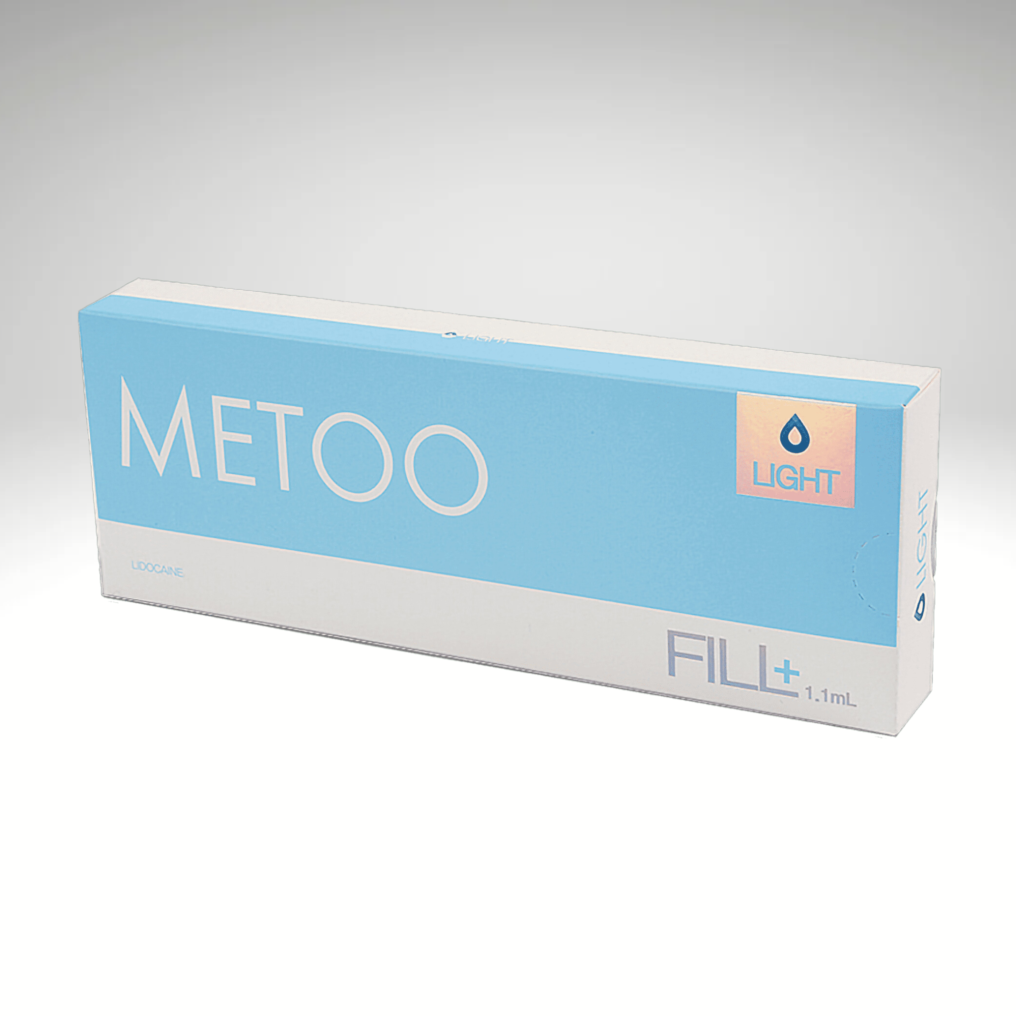 Metoo Light dermal filler syringe, designed for fine lines and wrinkle reduction with advanced 3D cross-linking technology.&quot;