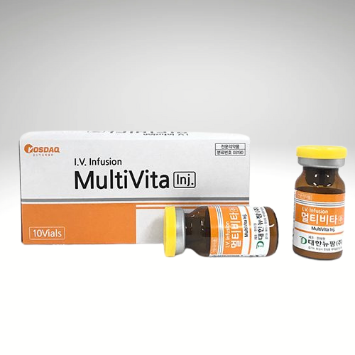 &quot;Multi Vita injectable vitamin complex in 10-vial box, formulated for IV nutrition and vitamin deficiency prevention.&quot;