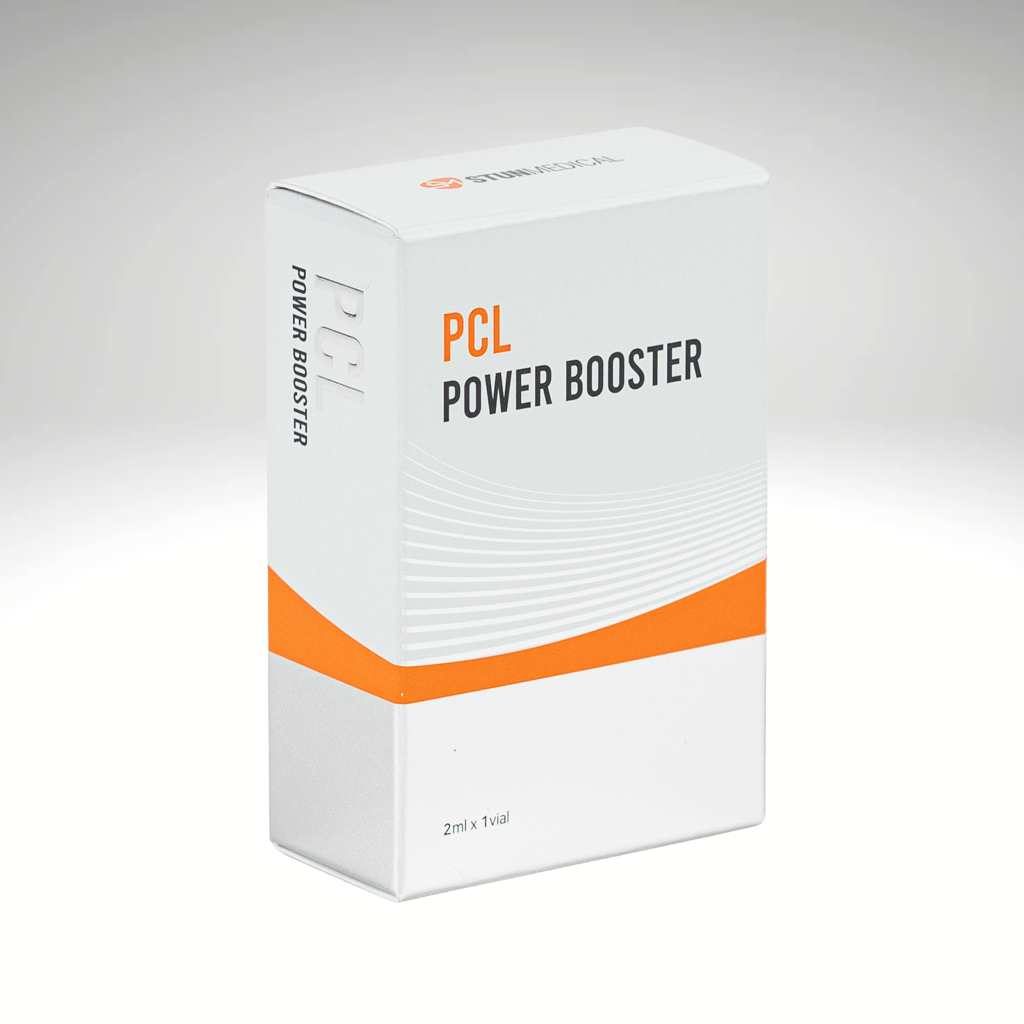 &quot;PCL Power Booster 2ml ampoule, advanced collagen stimulator for anti-aging and skin rejuvenation.&quot;