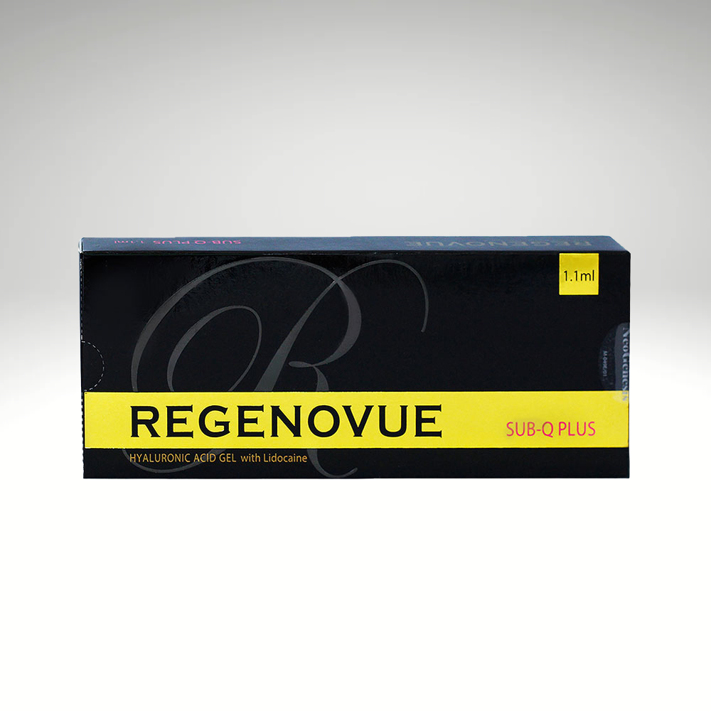 Regenovue Sub-Q Plus with Lidocaine for pain-free facial contouring and volumization.