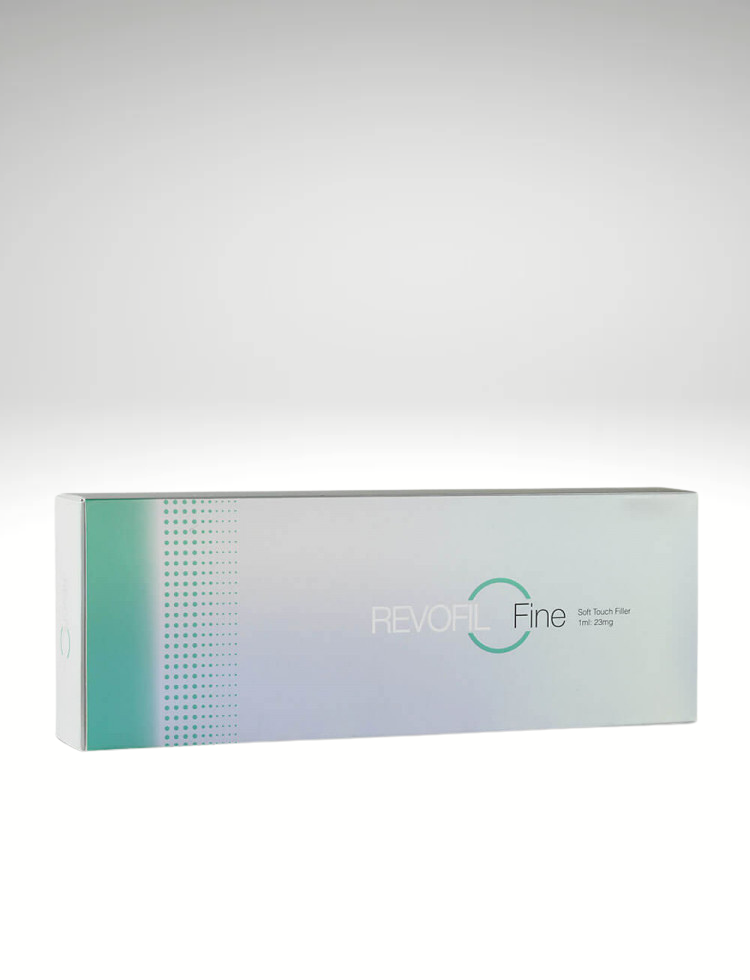 Revofil Fine filler syringe with hyaluronic acid for fine lines and eye bags.