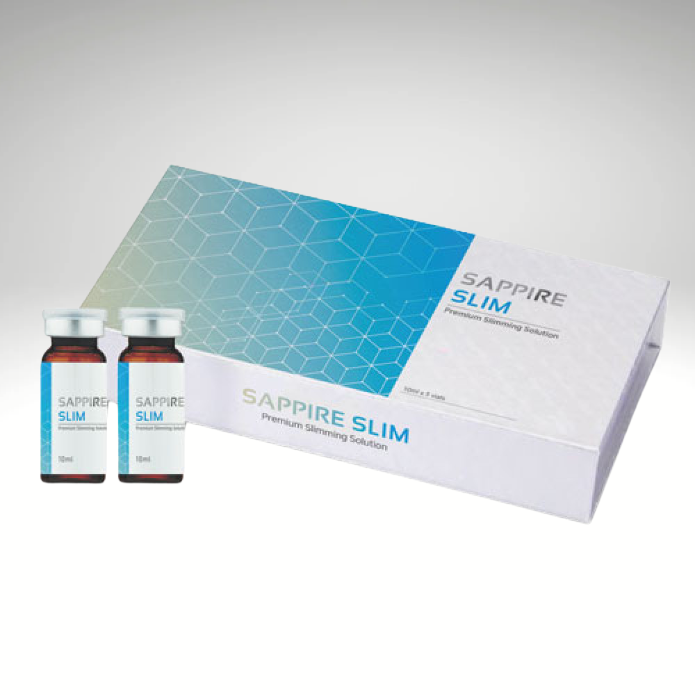 &quot;Sappire SLIM 10ml vial, non-surgical fat reduction solution for body contouring and skin rejuvenation.&quot;