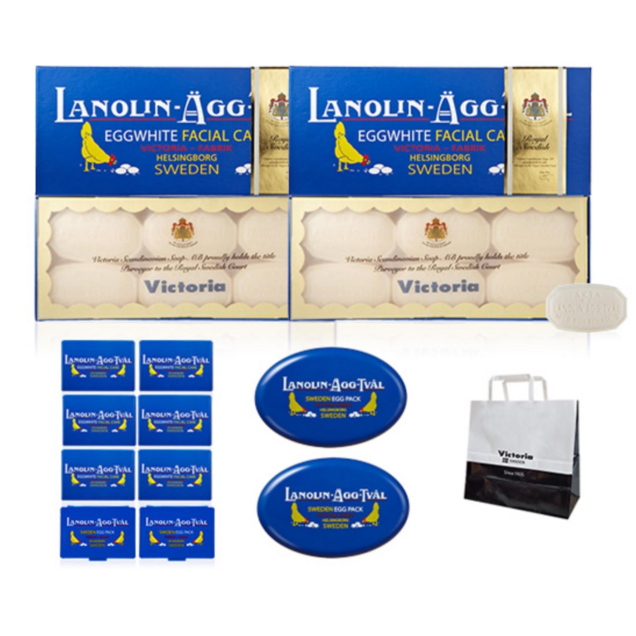 Sweden Egg Pack Oily Lanolin &amp; Rose Water Pack Face Wash 2 Sets