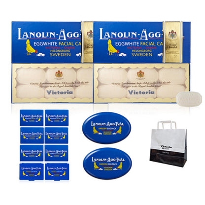 Sweden Egg Pack Oily Lanolin &amp; Rose Water Pack Face Wash 2 Sets
