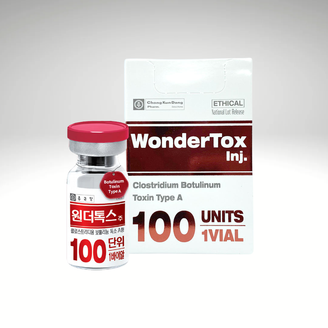 Wondertox 100-unit vial, FDA-approved botulinum toxin for wrinkle reduction and facial rejuvenation.&quot;