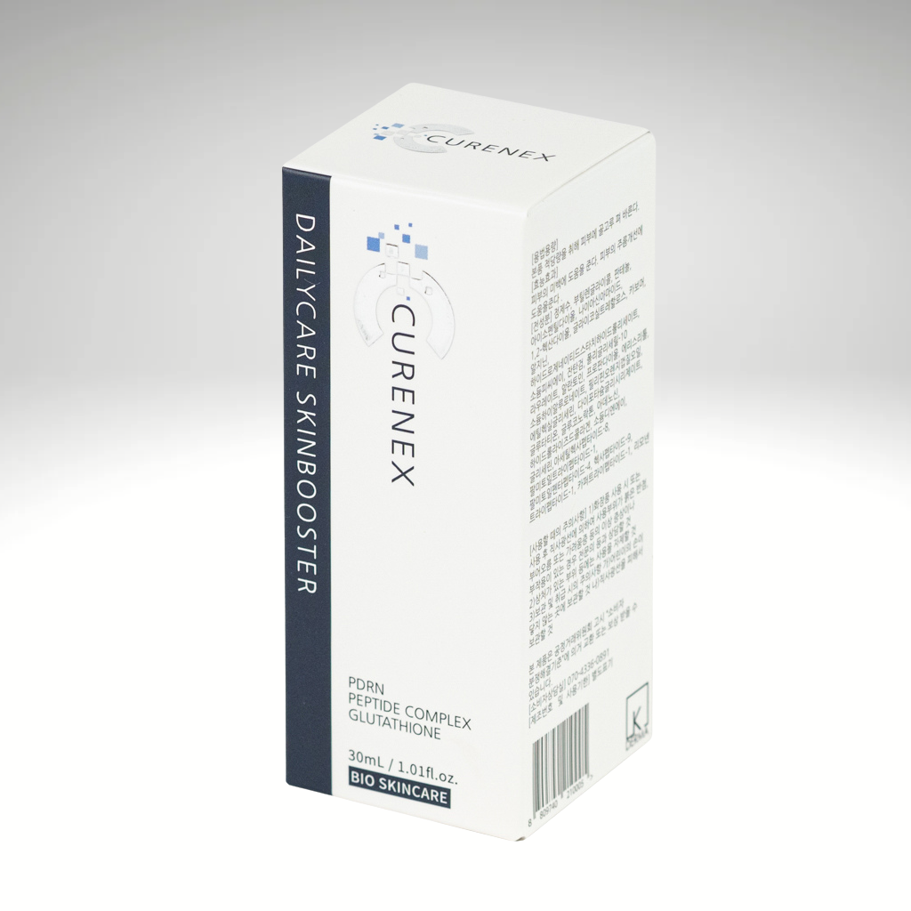 CureNex Daily Care Skin Booster in 30ml ampule, ideal for hydration and rejuvenation with PDRN and hyaluronic acid.