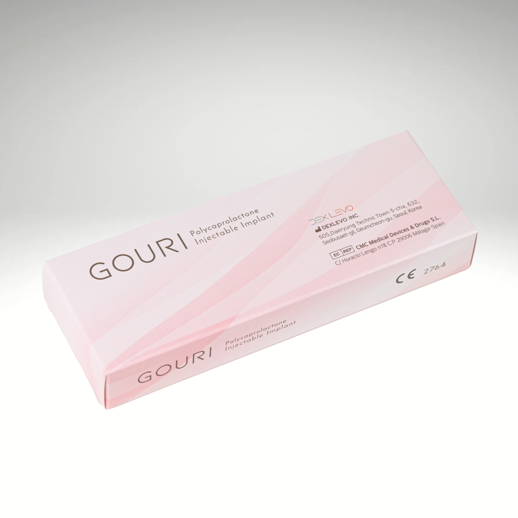 &quot;Gouri 1 ml syringe, advanced PCL-based dermal filler for collagen stimulation and long-lasting skin rejuvenation.&quot;